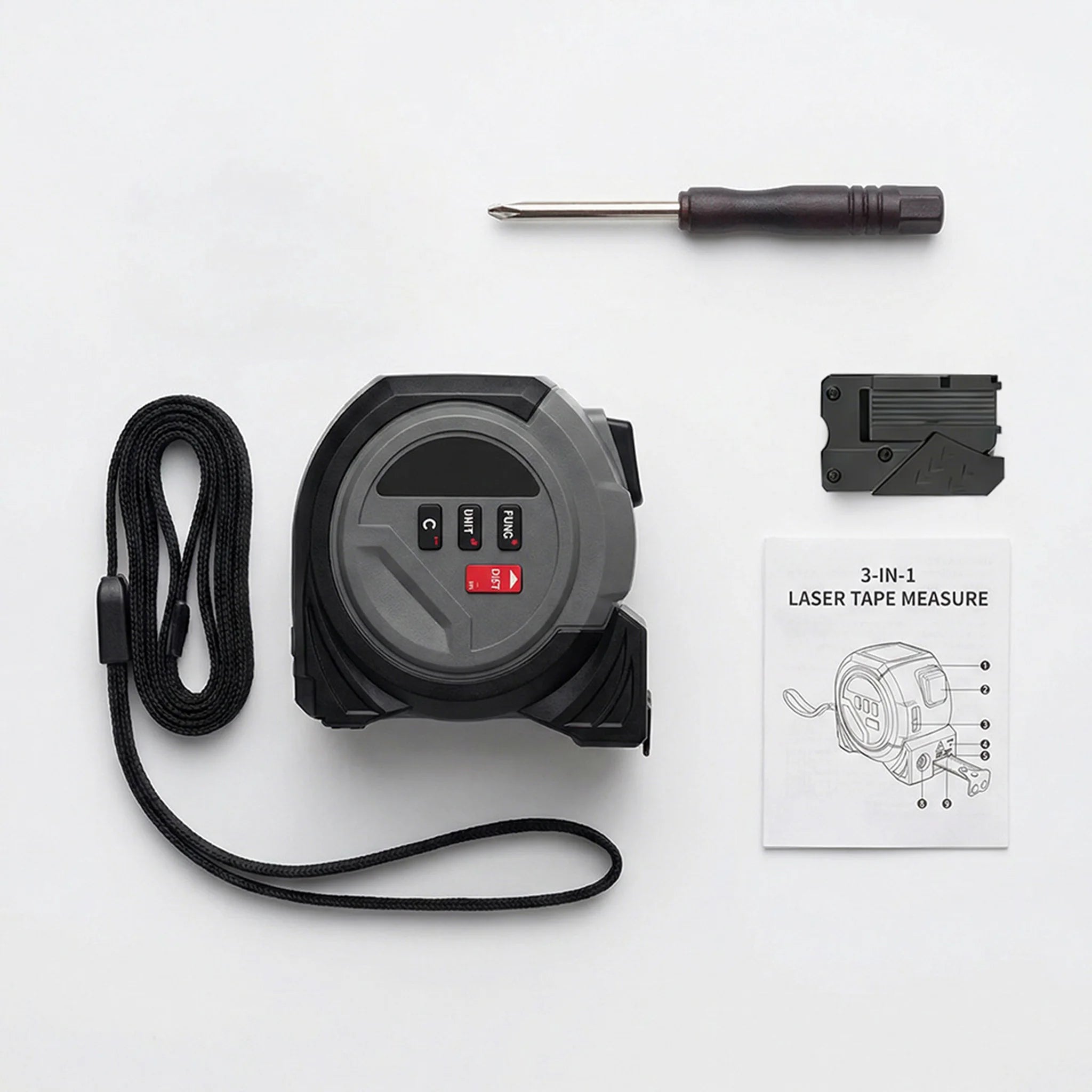 3-In-1 Laser Tape Measure Waterproof Digital
