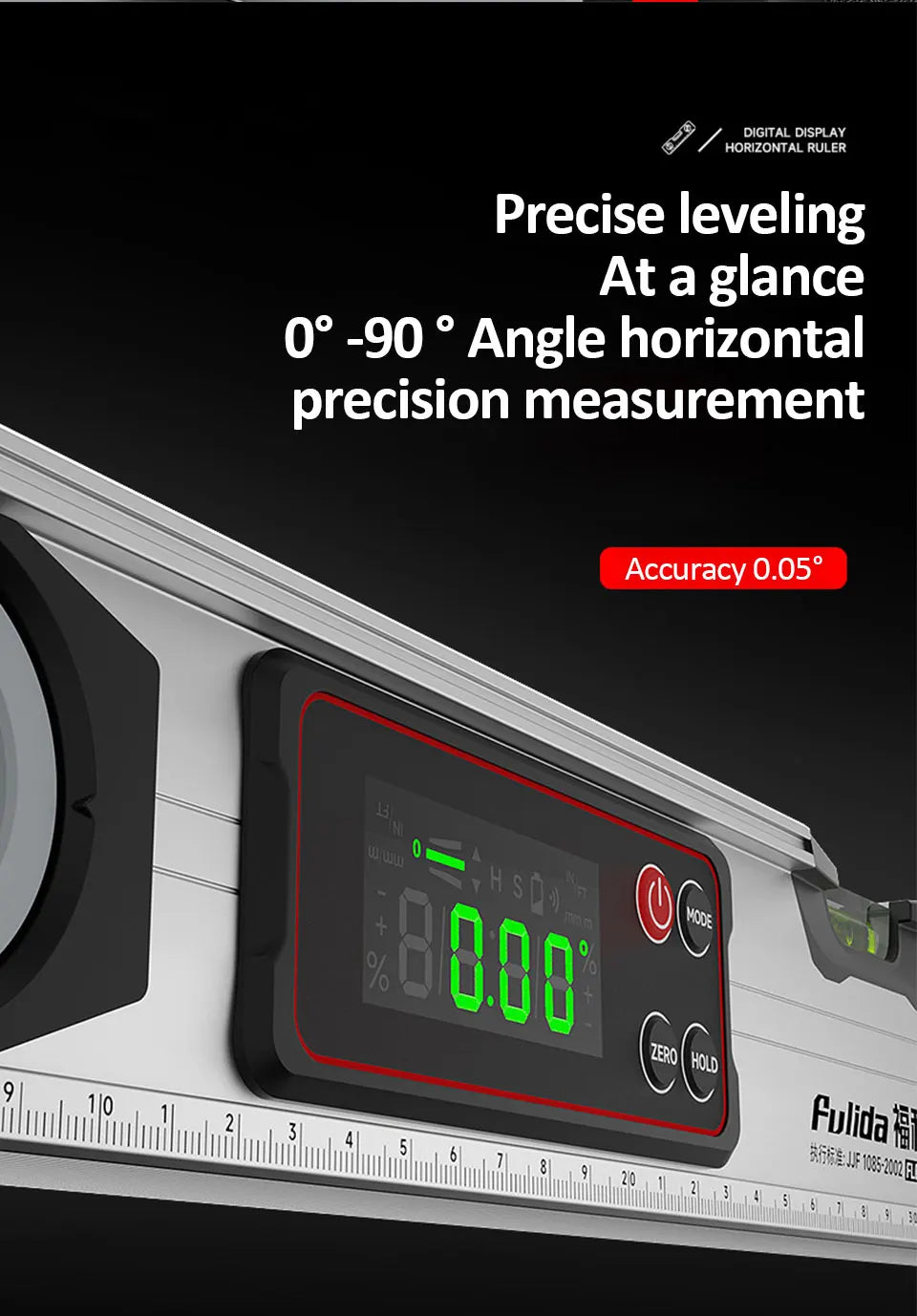 Digital Protractor Angle Finder Inclinometer Magnets Level Angle Slope 0-90 °Electronic Level Ruler  20-50MM with LED Display