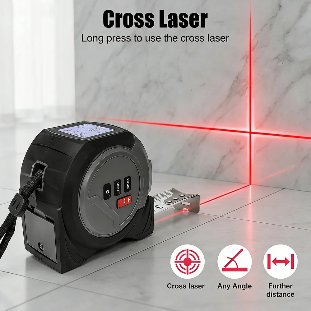 3-In-1 Laser Tape Measure Waterproof Digital