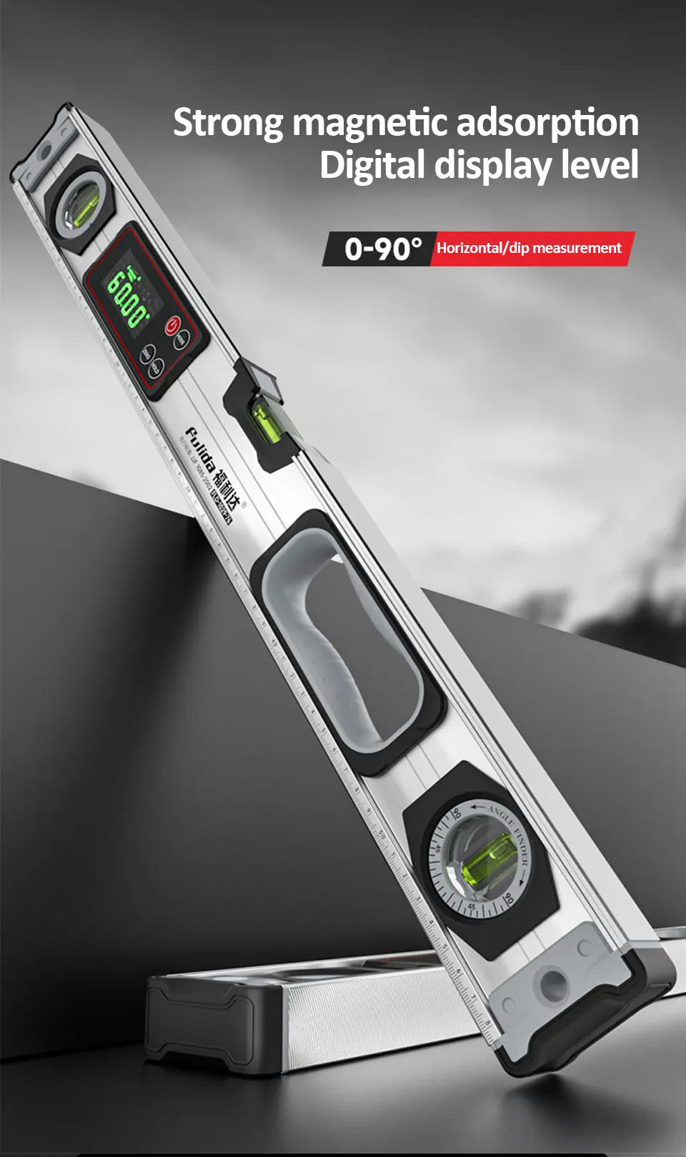 Digital Protractor Angle Finder Inclinometer Magnets Level Angle Slope 0-90 °Electronic Level Ruler  20-50MM with LED Display