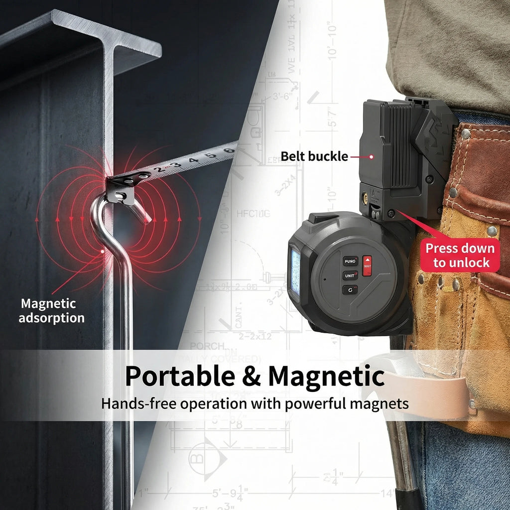 3-In-1 Laser Tape Measure Waterproof Digital