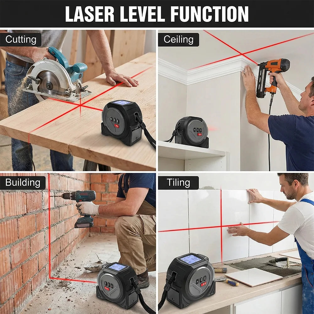 3-In-1 Laser Tape Measure Waterproof Digital