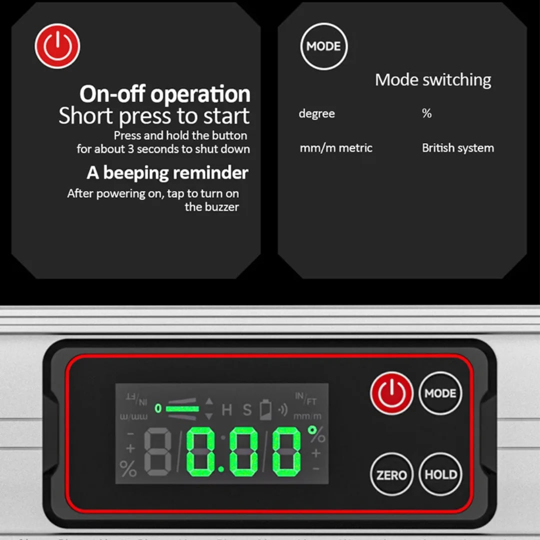 Digital Protractor Angle Finder Inclinometer Magnets Level Angle Slope 0-90 °Electronic Level Ruler  20-50MM with LED Display