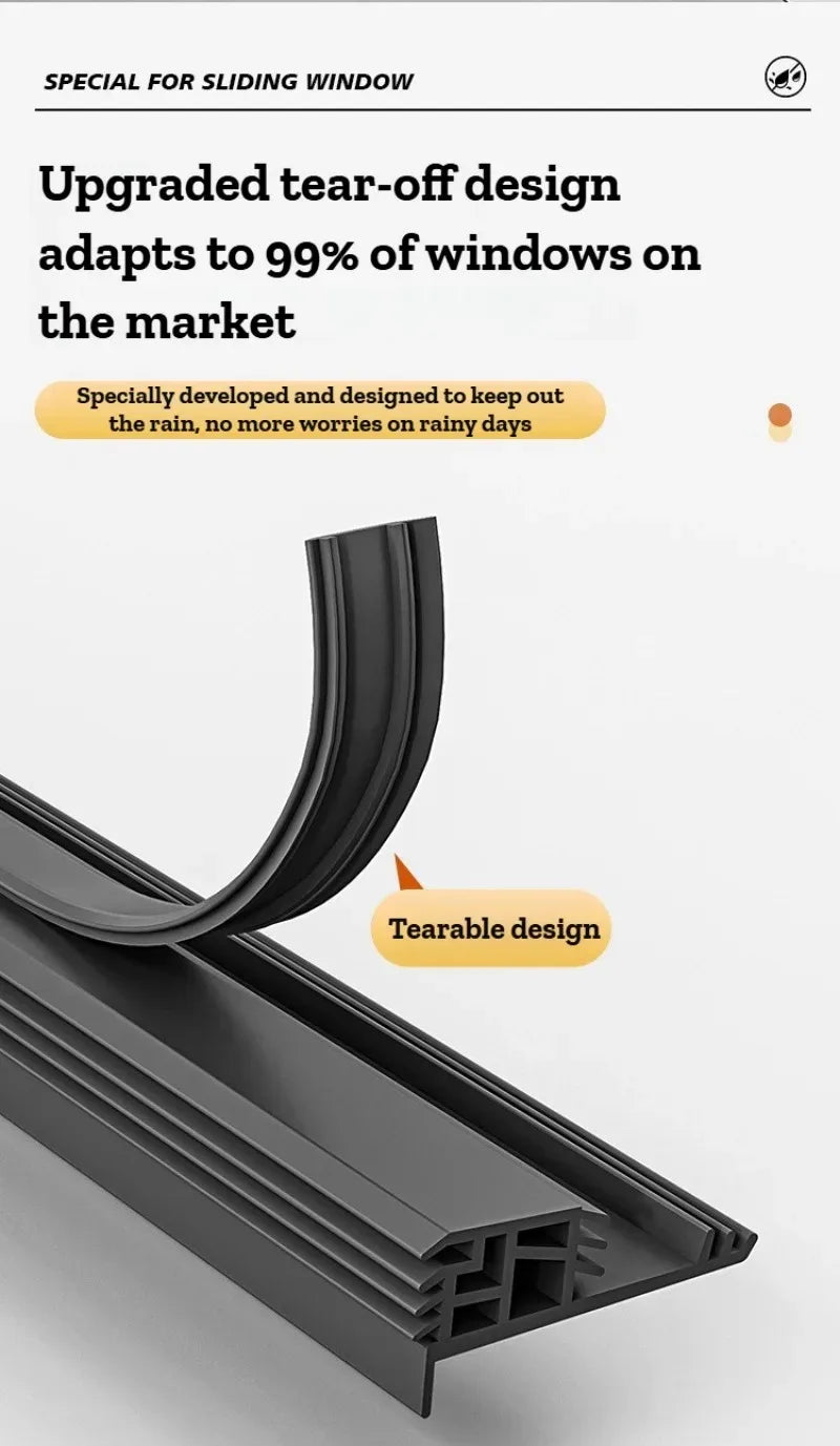 1.1m TPE Self Adhesive Sealing Strip Windproof Waterproof Soundproof Dustproof for Door Window Sliding Balcony Sealing Strips