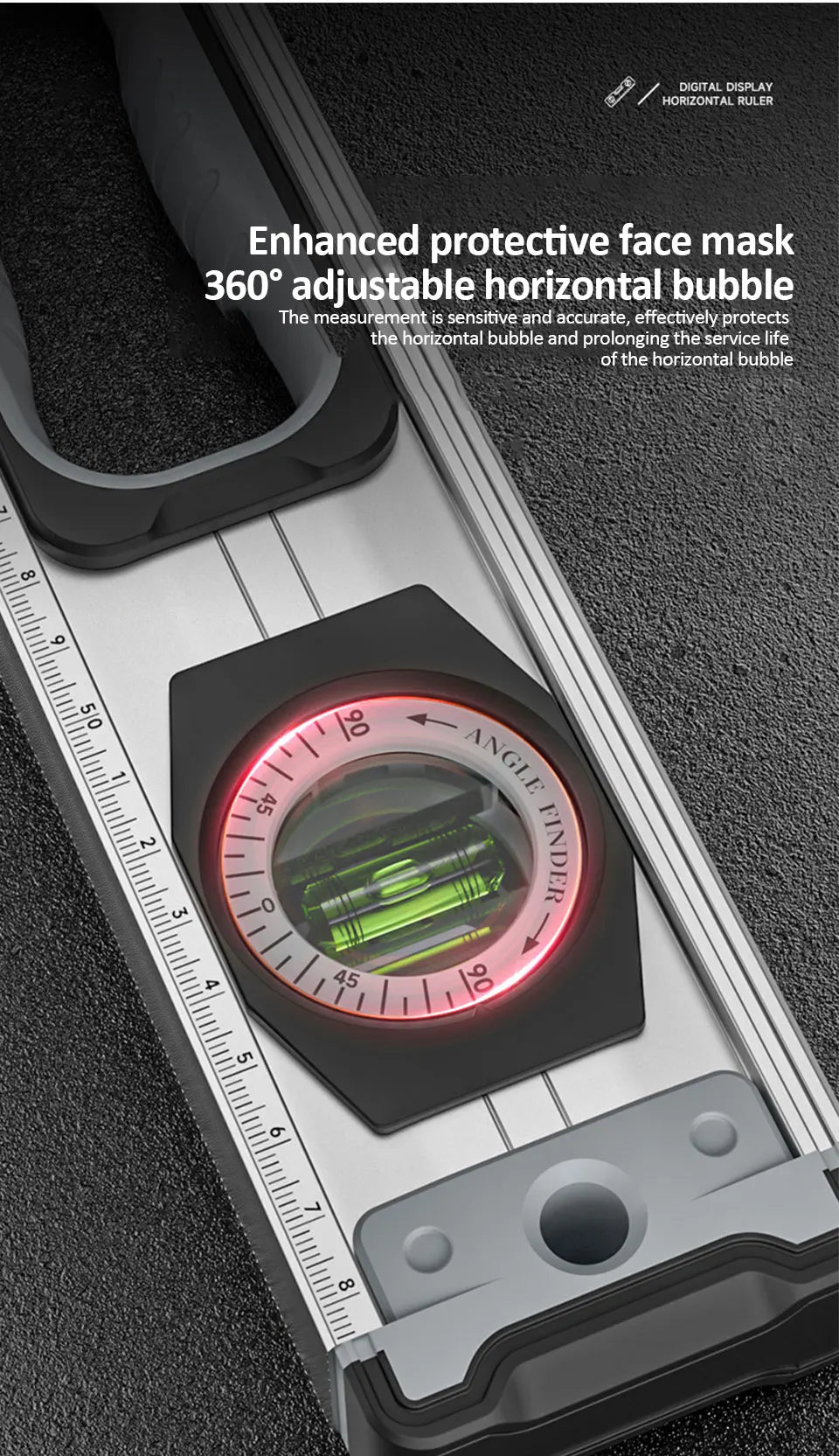 Digital Protractor Angle Finder Inclinometer Magnets Level Angle Slope 0-90 °Electronic Level Ruler  20-50MM with LED Display