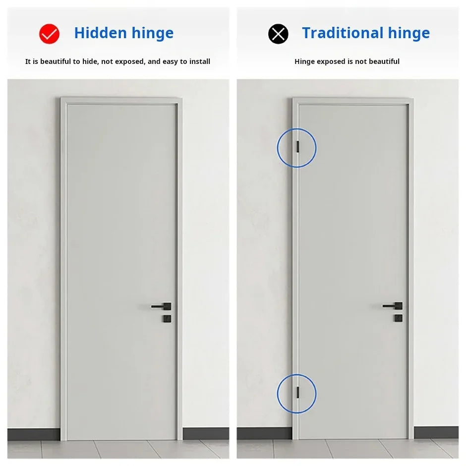 Concealed 3D Adjustable Hinge Page Single-sided Non Slotted Invisible Door Aluminum Wooden Door With Internal  External Hinges