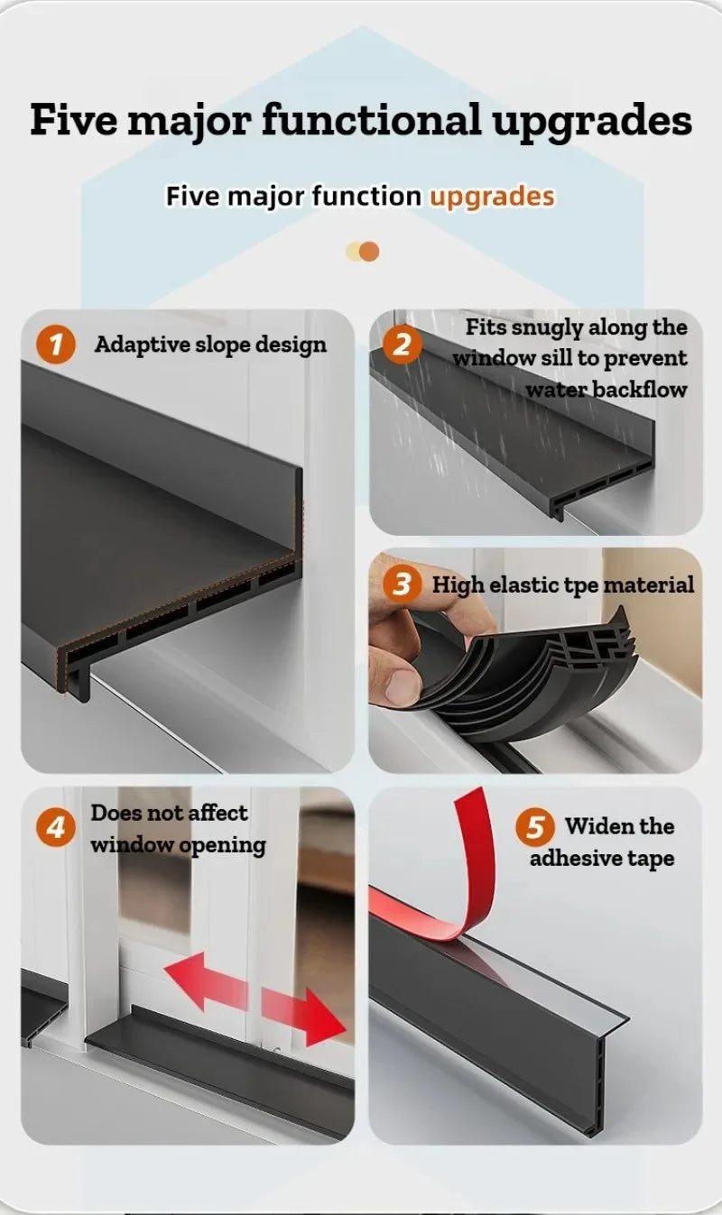 1.1m TPE Self Adhesive Sealing Strip Windproof Waterproof Soundproof Dustproof for Door Window Sliding Balcony Sealing Strips