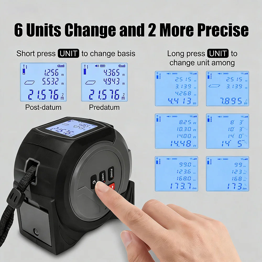 3-In-1 Laser Tape Measure Waterproof Digital