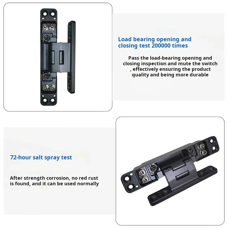 Concealed 3D Adjustable Hinge Page Single-sided Non Slotted Invisible Door Aluminum Wooden Door With Internal  External Hinges