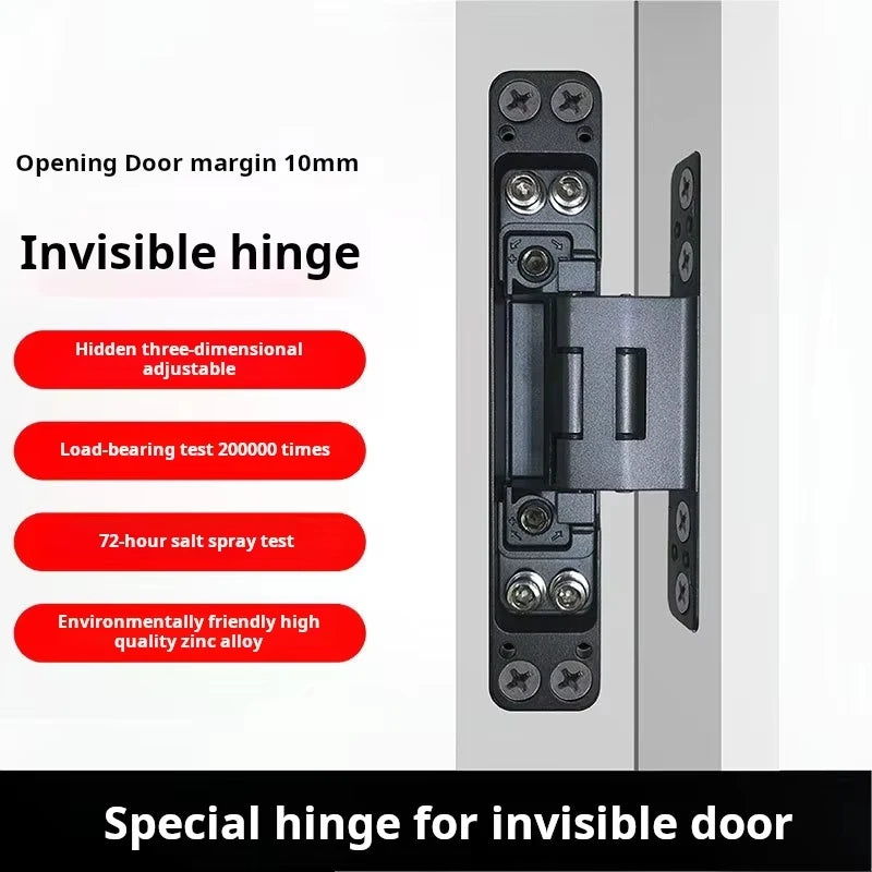 Concealed 3D Adjustable Hinge Page Single-sided Non Slotted Invisible Door Aluminum Wooden Door With Internal  External Hinges