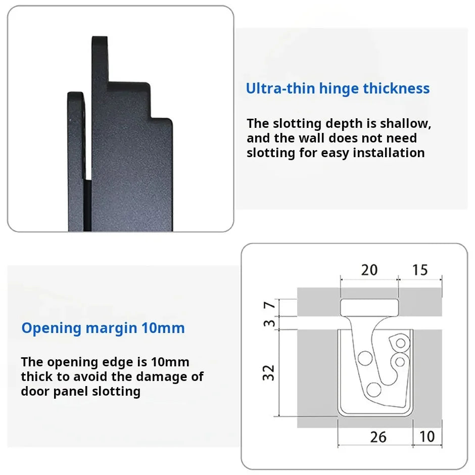 Concealed 3D Adjustable Hinge Page Single-sided Non Slotted Invisible Door Aluminum Wooden Door With Internal  External Hinges