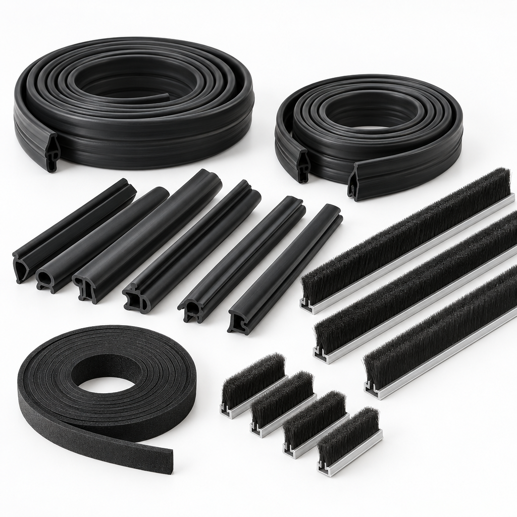 איור המחשה של אטם EPDM לפרופילי אלומיניום, אינו צילום מוצר אמיתי